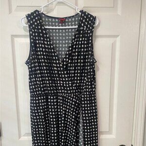 Womens Large Black White Vneck dress